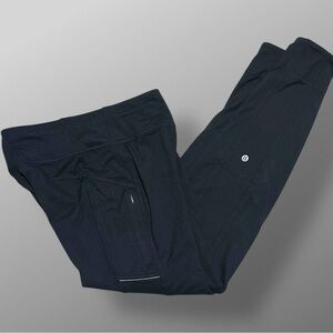 Lululemon Sz 4 Black Athletic Leggings Side Zipper Pocket Stretch Yoga Lounge